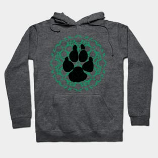 Green round paw Hoodie